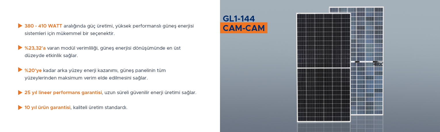 Kalyon PV - G1 144 Cam Cam Güneş Paneli